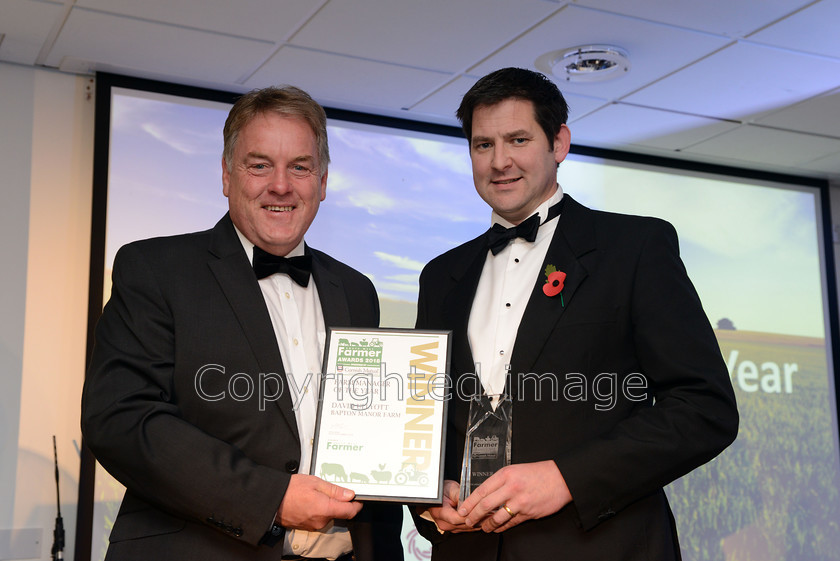 famer-awards20181108 116 
 The South West Farmer Awards 2018. Pictured Stephen Dennis of the Farming Community Network with winner of the Farm Manager award David Ullyott from Bapton Manor Farm