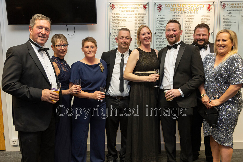 AWA 030 
 South West Farmer awards night 2023 at the Somerset County Cricket Club, Taunton Pictured Nominees Mat and Chrissie Crossman with friends