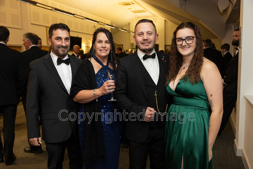 AWA 009 
 South West Farmer awards night 2023 at the Somerset County Cricket Club, Taunton L-R Rob Wall, Sarah Cooke, Chris Cooke and Cortney Williams